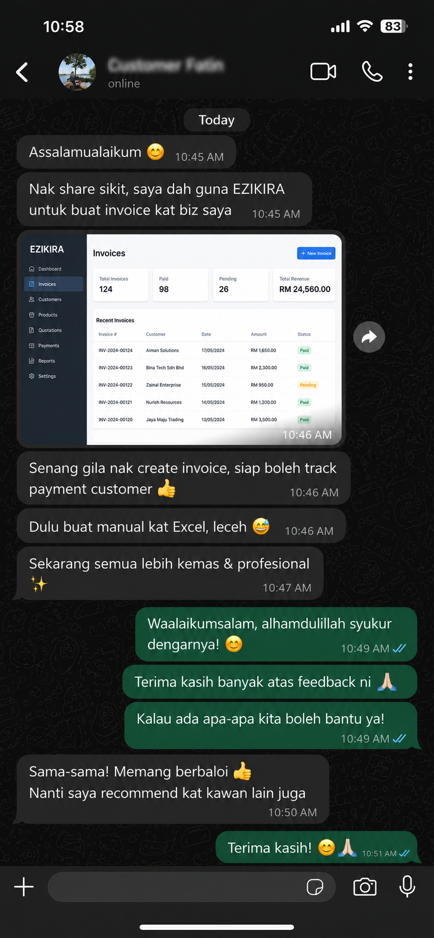 Testimoni pengguna EziKira